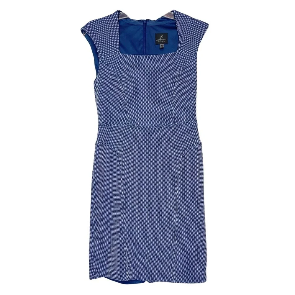 Adrianna Papell Blue White Textured Structured Sheath Dress womens 8‎